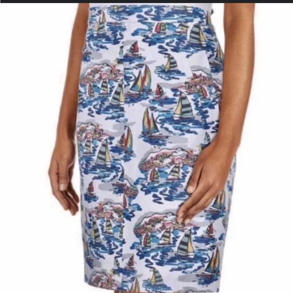 Nine West Sailing Beach Themed Pencil Skirt